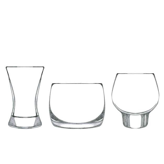 Inzameling van glazen voor geschoten cocktail