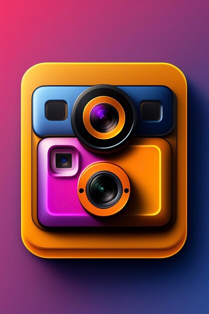 Foto ios app icoon ontwerp van een skeuomorfe camera