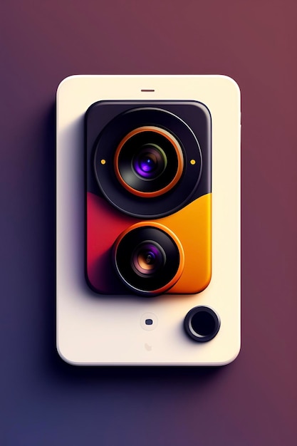 Foto ios app icoon ontwerp van een skeuomorfe camera