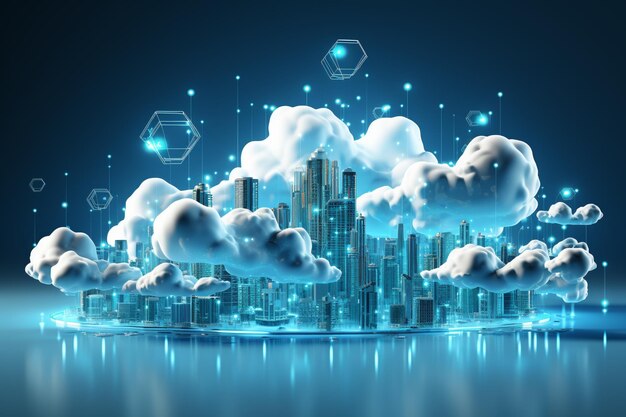 Iot 3d cloud computing hosting technology with electronic devices