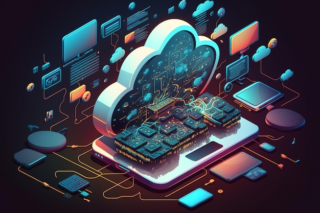 iot digital software development computer code and modern technology concepts all refer to internet network technology cloud computing a wireless internet connection and a laptop computer script