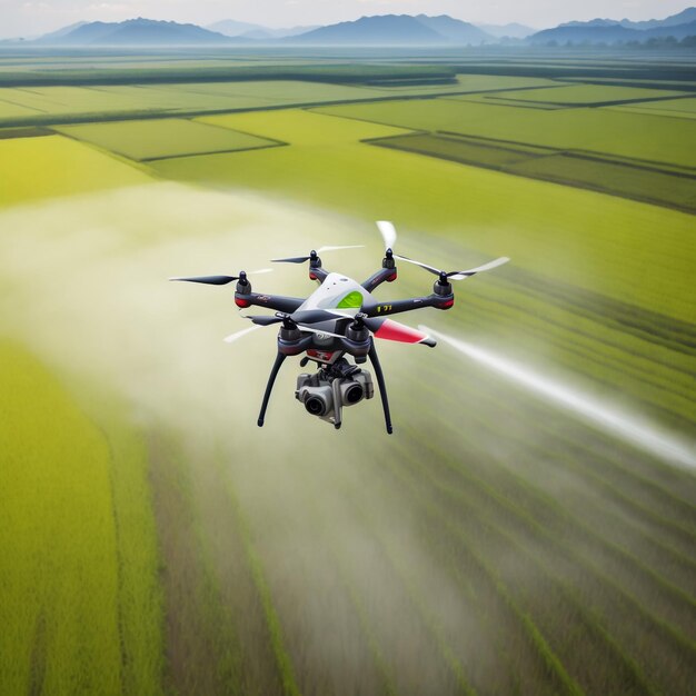 Iot smart agriculture industry 40 concept drone in precision farm use for spray a water fertil