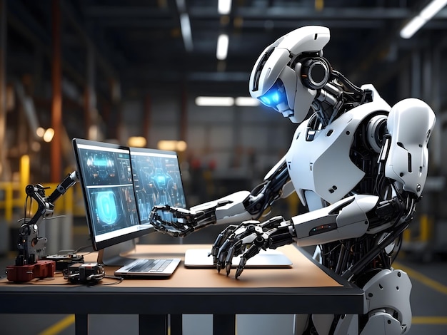 IOT software to control robot arms operations for smart industry automation manufacturing