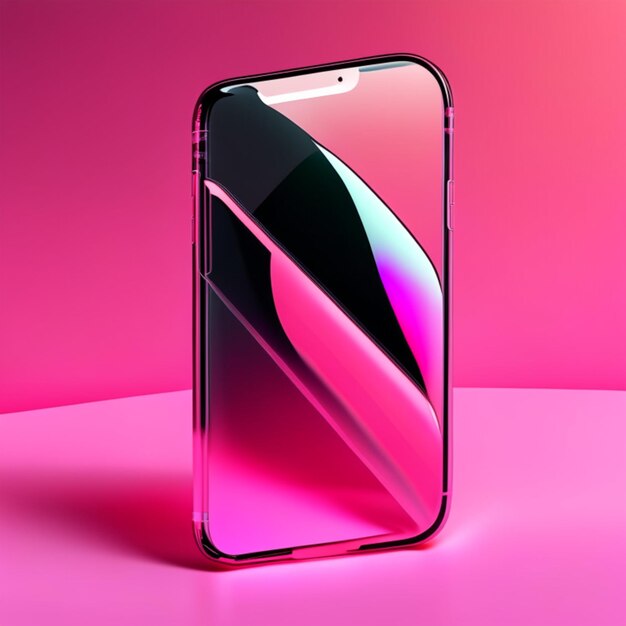 iphone glass film in 3D format on a pink backgroundGenerative AI illustration