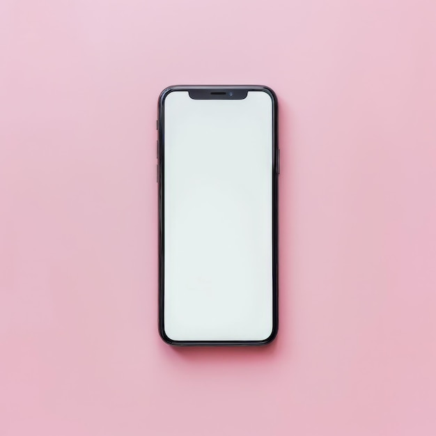 ピンクの背景に空の画面のiPhone