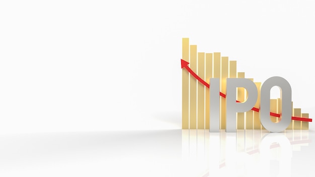 The ipo or Initial Public Offering word and chart for business content 3d rendering