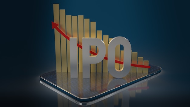 La parola ipo o offerta pubblica iniziale e il grafico per il rendering 3d dei contenuti aziendali