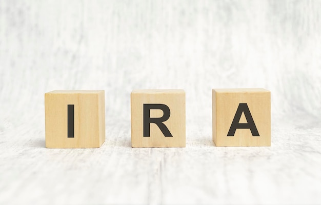 IRA text is made up of letters on wooden cubes