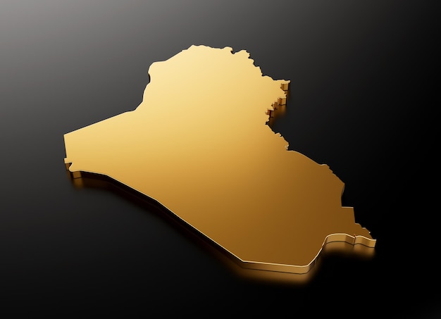 Irak gouden stenen kaart op zwarte achtergrond 3d illustratie