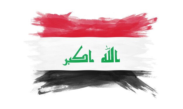 Irak vlag penseelstreek, nationale vlag op witte achtergrond