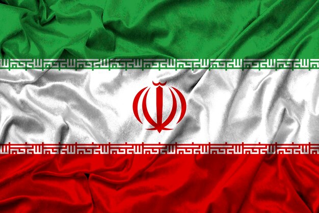 Photo iran flag on fabric texture 3d work and 3d image