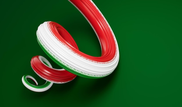 Iran Flag ribbon spiral twisted shape 3d illustration