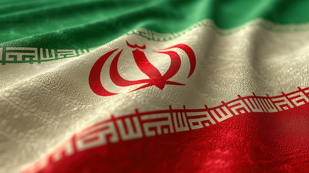 Iran flag on the wavy surface of fabric