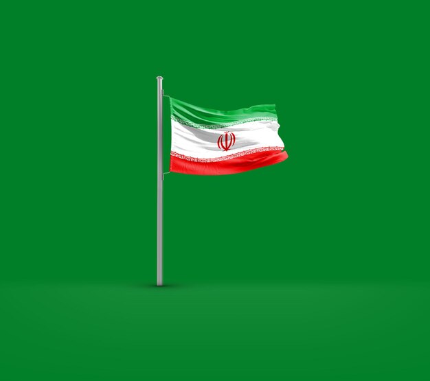 Photo iran national flag waving in beautiful sky
