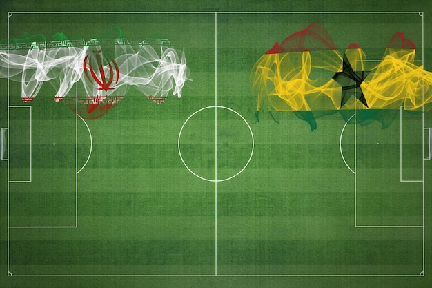 Iran vs Ghana voetbalwedstrijd nationale kleuren nationale vlaggen voetbalveld voetbalspel Competitie concept Kopieer ruimte