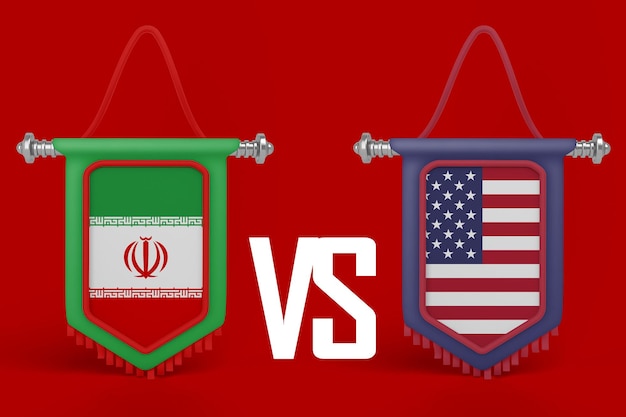 Premium Photo | Iran vs united states flag banner