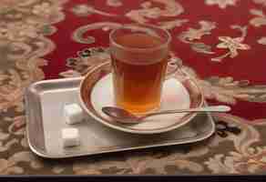 Photo iranian glass tea kamar barik carpet rozeh sugar nalbeki life style culture