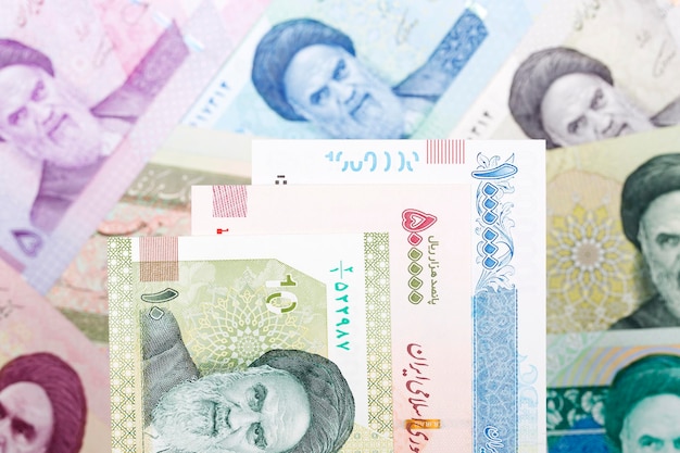 Photo iranian money rial a business background