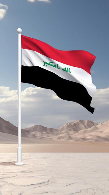 Iraq Flag Waving in an Open Area