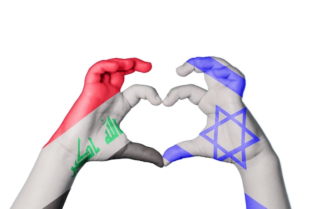 Iraq Israel Heart Hand gesture making heart Clipping Path