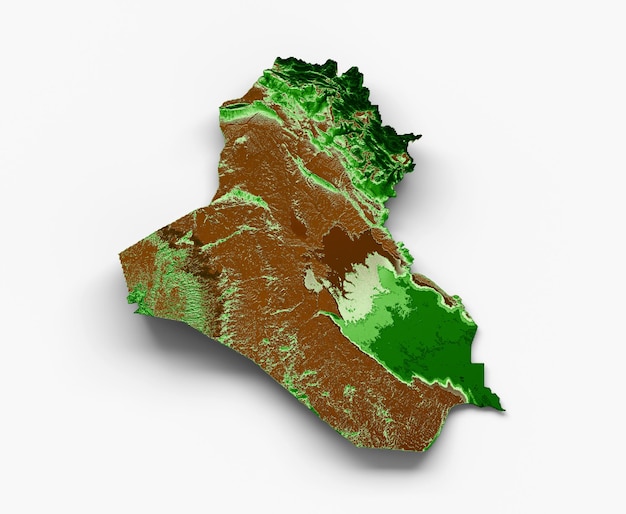 Mappa topografica dell'iraq mappa realistica 3d illustrazione a colori 3d