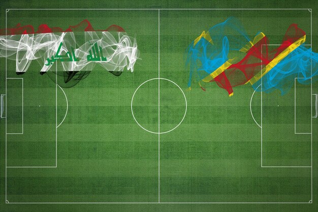 Iraq vs dr congo soccer match national colors national flags soccer field football game competition concept copy space