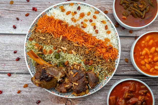 Photo iraqi qoozi rice on a big plate