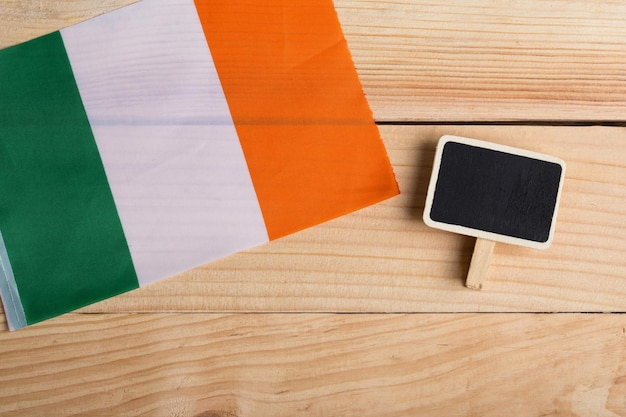 Ireland Flag and blank blackboard Copy space