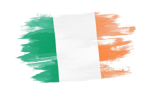 Ireland flag brush stroke, national flag on white background