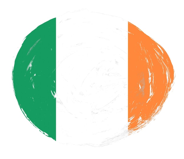 Ireland flag painted on a distressed white stroke brush background