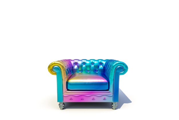 Iridescent armchair on a white background