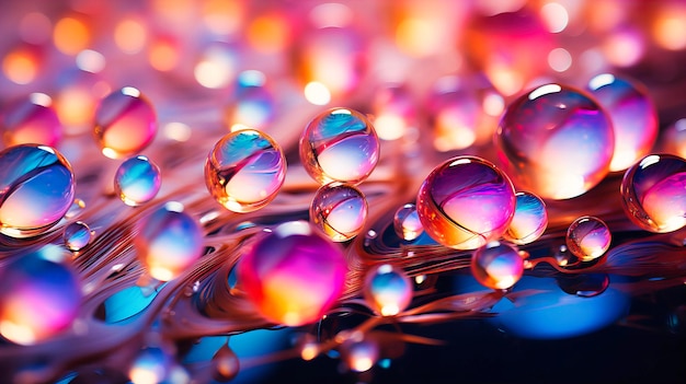 Iridescent bubbles forming mesmerizing patterns