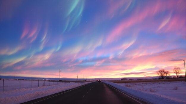 Iridescent clouds view landscape of a colorful sky weather phenomena