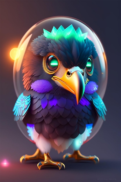 Iridescent Colorful Baby eagle Generated with Ai