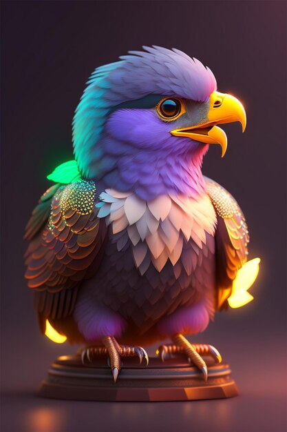 Iridescent Colorful Baby eagle Generated with Ai