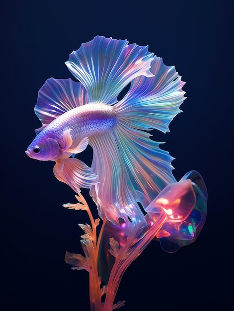 Радужная кристальная бетта-рыбка, сгенерированная искусственным интеллектом