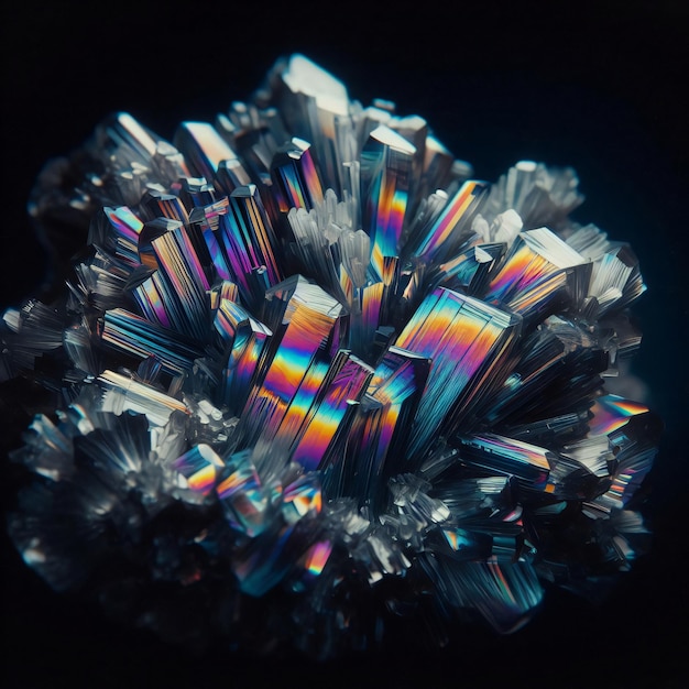 Iridescent Crystal Formation Closeup AI gegenereerd