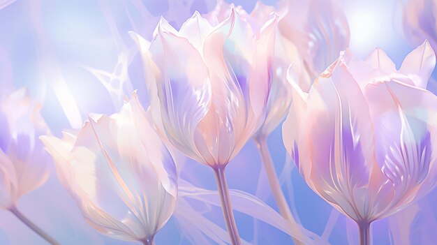 Iridescent crystal tulip soft purple light