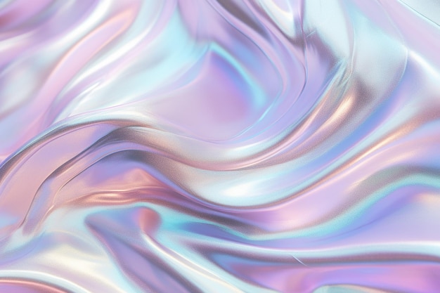 Iridescent Elegance CloseUp of Flowy Holographic Texture