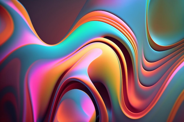 Iridescent holographic colorful undulatory liquid fluid abstract background Ai generative