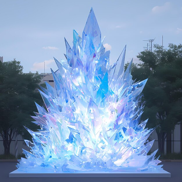 Photo iridescent ice sculpture art gallery display