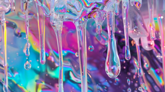 Iridescent kleurrijke vloeibare suiker snoep chroom druppelende spectrum verrukking