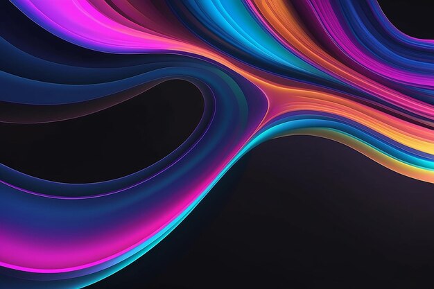 Iridescent Motion Abstract 3D Render Holographic Neon Wave on Dark Background