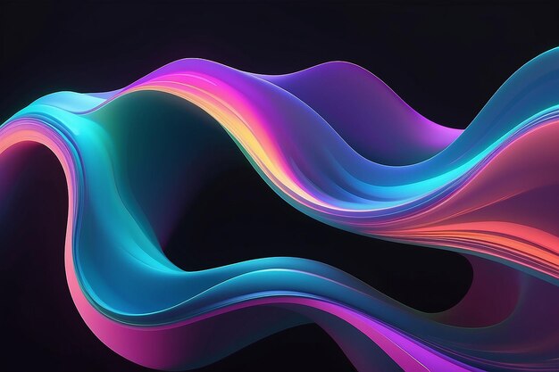 Iridescent Neon Wave Abstract Fluid 3D Render in Motion