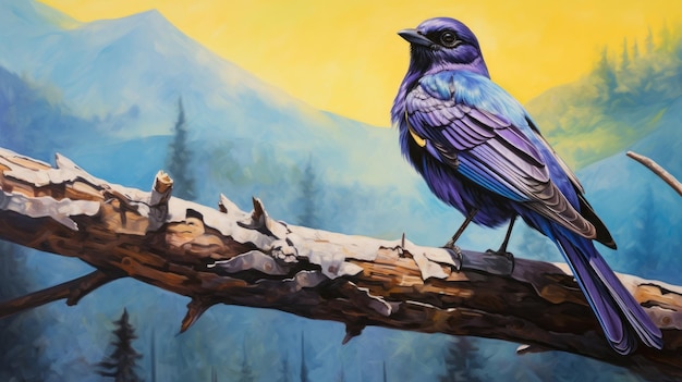 Iridescent Purple Martin A Unique Acrylic Painting on Wood