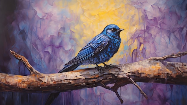 Iridescent Purple Martin A Unique Acrylic Painting On Wood