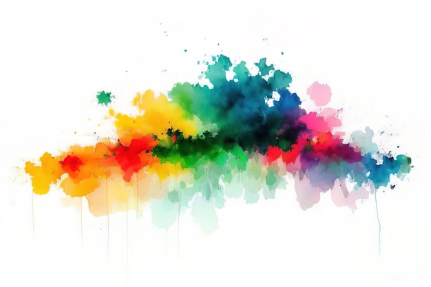 Iridescent watercolor blots on a white background Generative AI