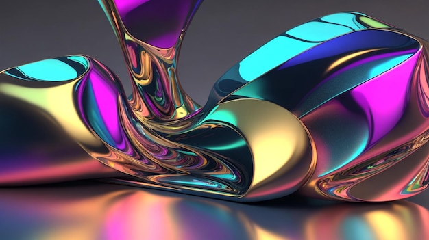 Iridescentie kleurrijke metalen glazen vormen 3D-rendering