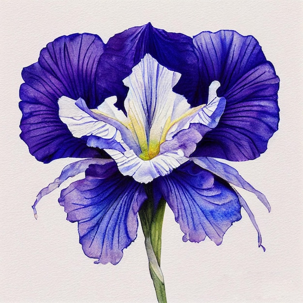 Iris aquarel bloem mooie illustratie blauw kleurrijk