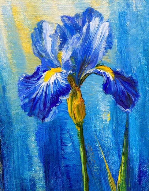 Foto iris bloem abstracte kunst schilderij